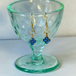 Blue Flower Drop Earrings